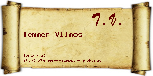 Temmer Vilmos névjegykártya